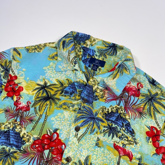 George Other - George Mens Tropical Flamingo Palm Tree Hawaiian Shirt Size M
